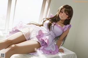 A girl with long brown hair and blue eyes.