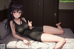 Anime girl with big tits posing for the camera.