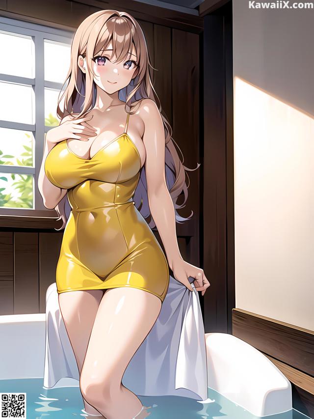 Hentai - 华彩繁花 Set 1 20230602 Part 19 No.e21256 A woman in a yellow bathing suit standing in a bathtub.
