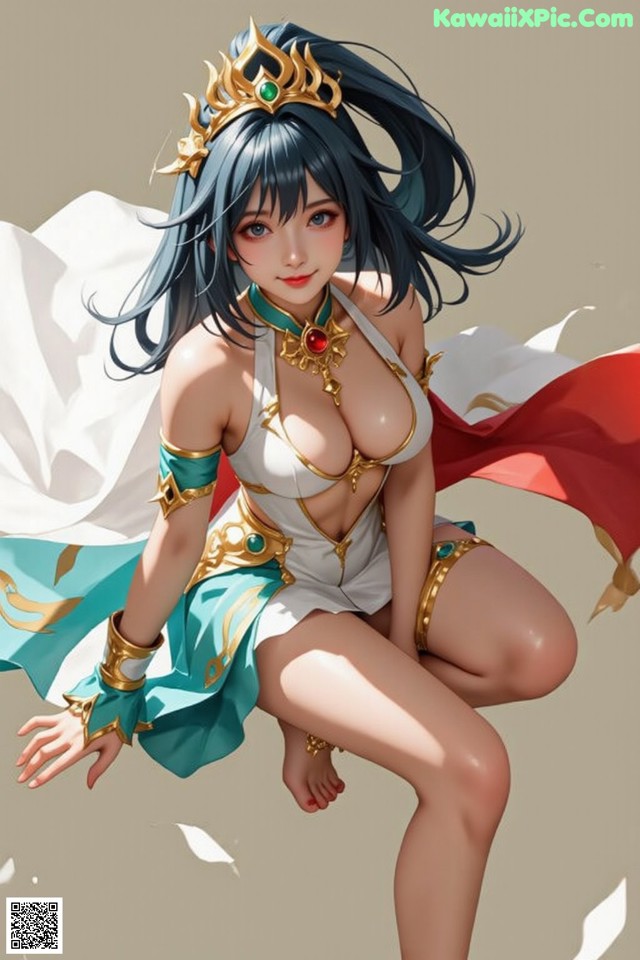 Hentai - Under the Radiance of Celestial Grace Set.2 20250124 Part 10 No.86c34f A woman in a white and blue outfit with a crown on her head.